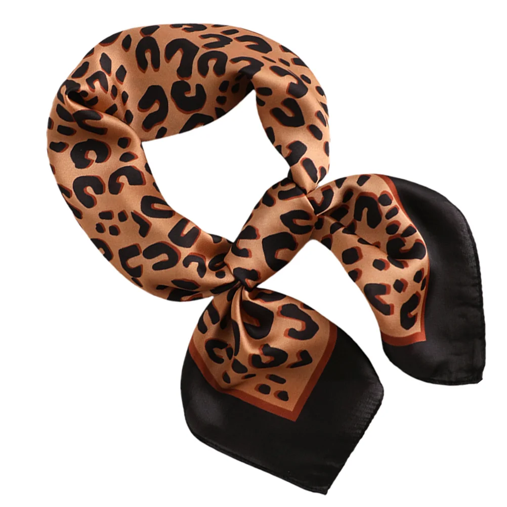 

Leopard Silk Scarf Girl Small Neckerchief Thin Square Bag Accessory Gift for Women