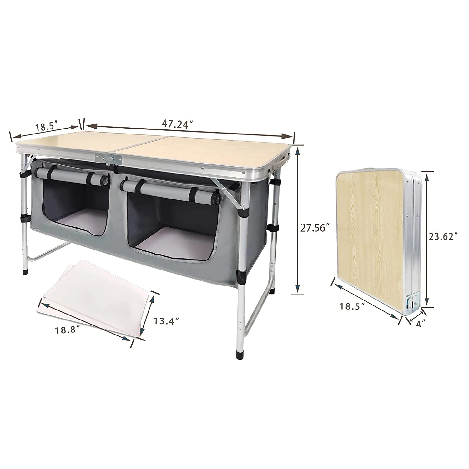 

Lightweight Kitchen Picnic Camping Folding Camping Table Set With Adjustable Legs and Cloth Storage Bag