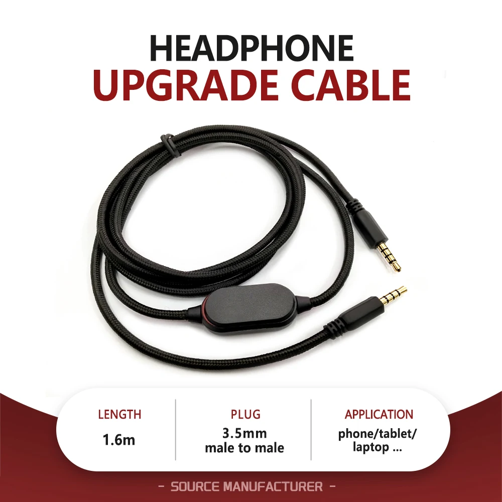

3.5MM Male to Male jack Gaming Headset Upgrade Cable Audio Replacement Cable Inline Control for Alienware AW310H AW510H AW920H