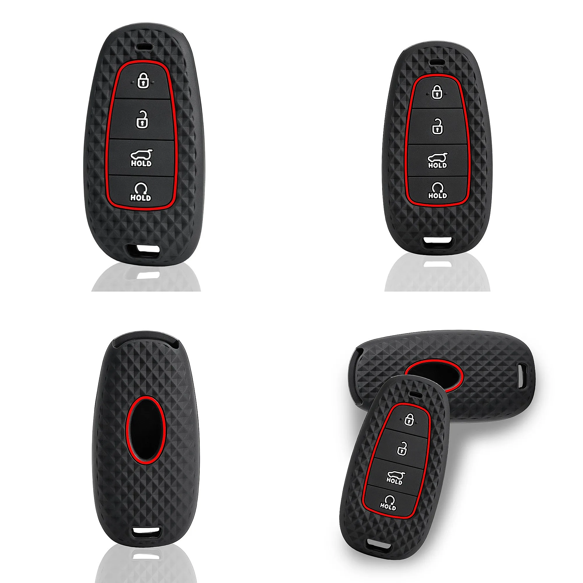 Silicone Car Key Fob Cover For Hyundai Santa Fe Tucson 2022 NEXO NX4 Sport Racing Style Auto Key Shell Remote Key Cover