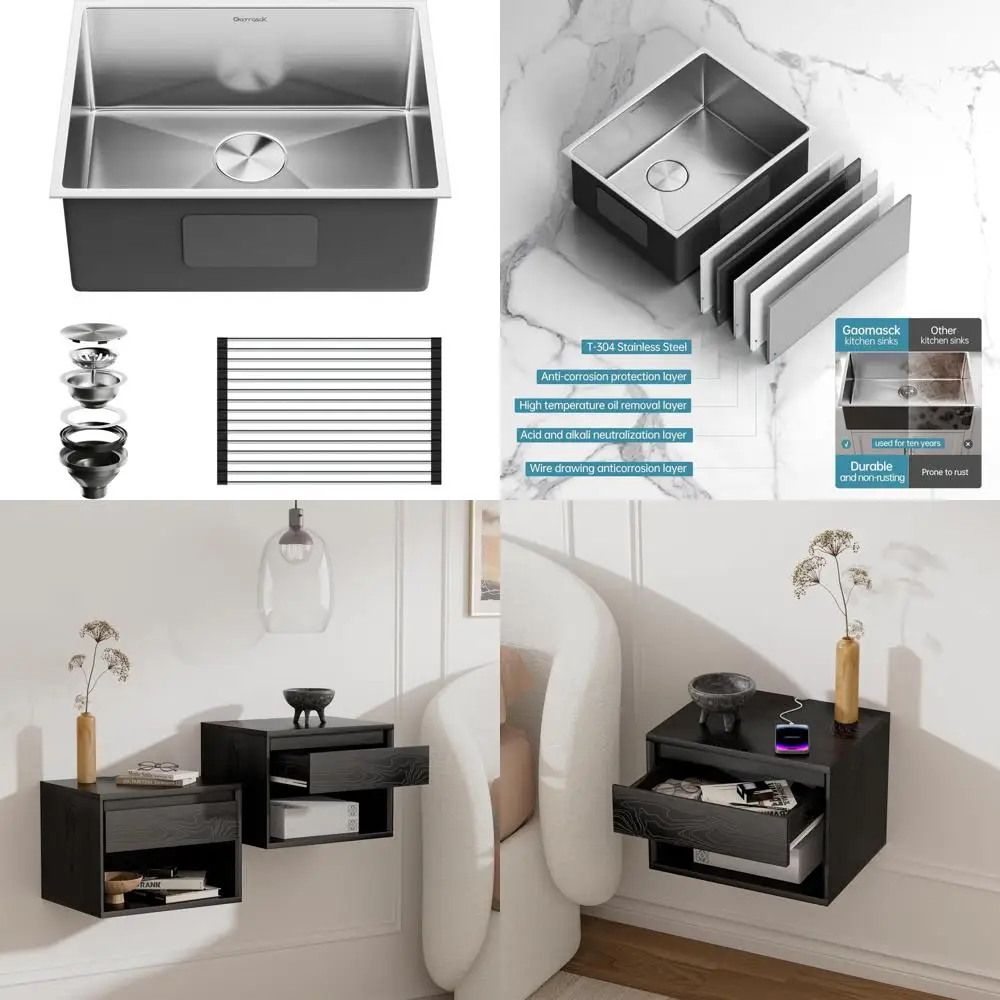 

Кухонная мойка с одной чашей, 24x19x9 дюймов, нержавеющая сталь калибра 16 метров, отделка матовым никелем, глубокая 9-дюймовая чаша