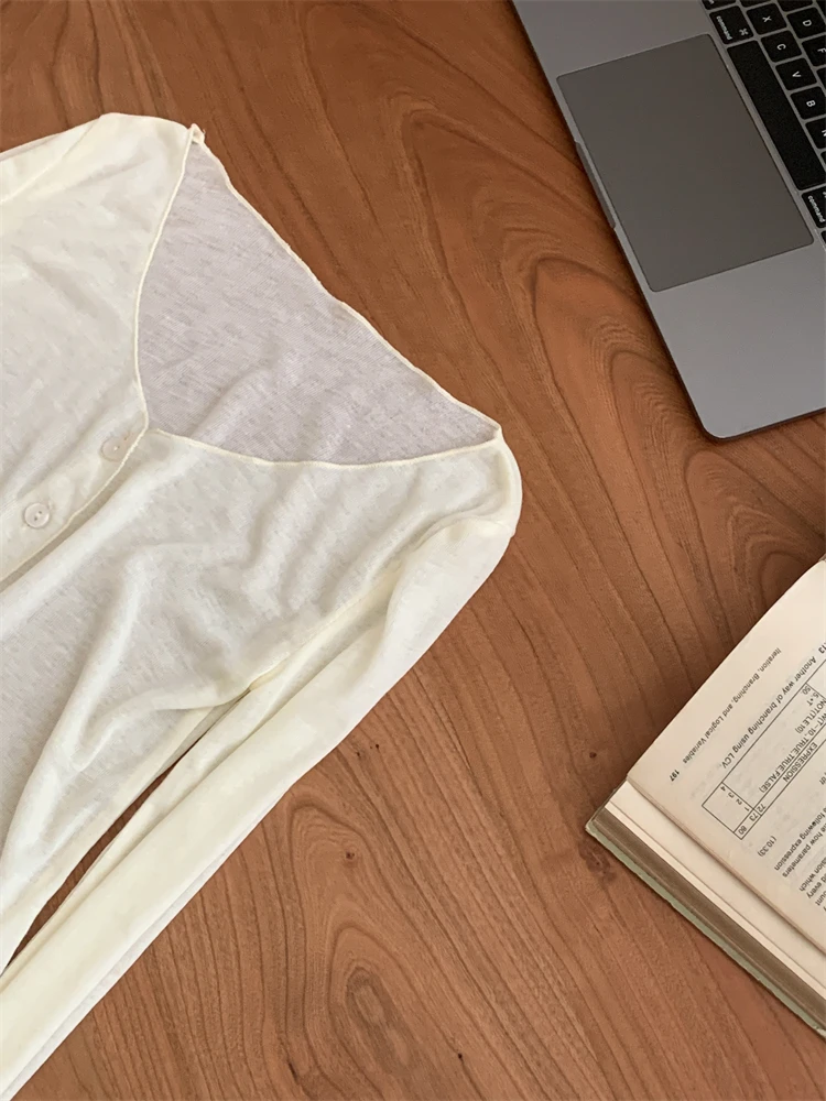 Reine Wolle Fce Thin Casual Basic Sle Wave Strickpullover Bequeme offene Strickjacke Long Sve V Ne Regular...