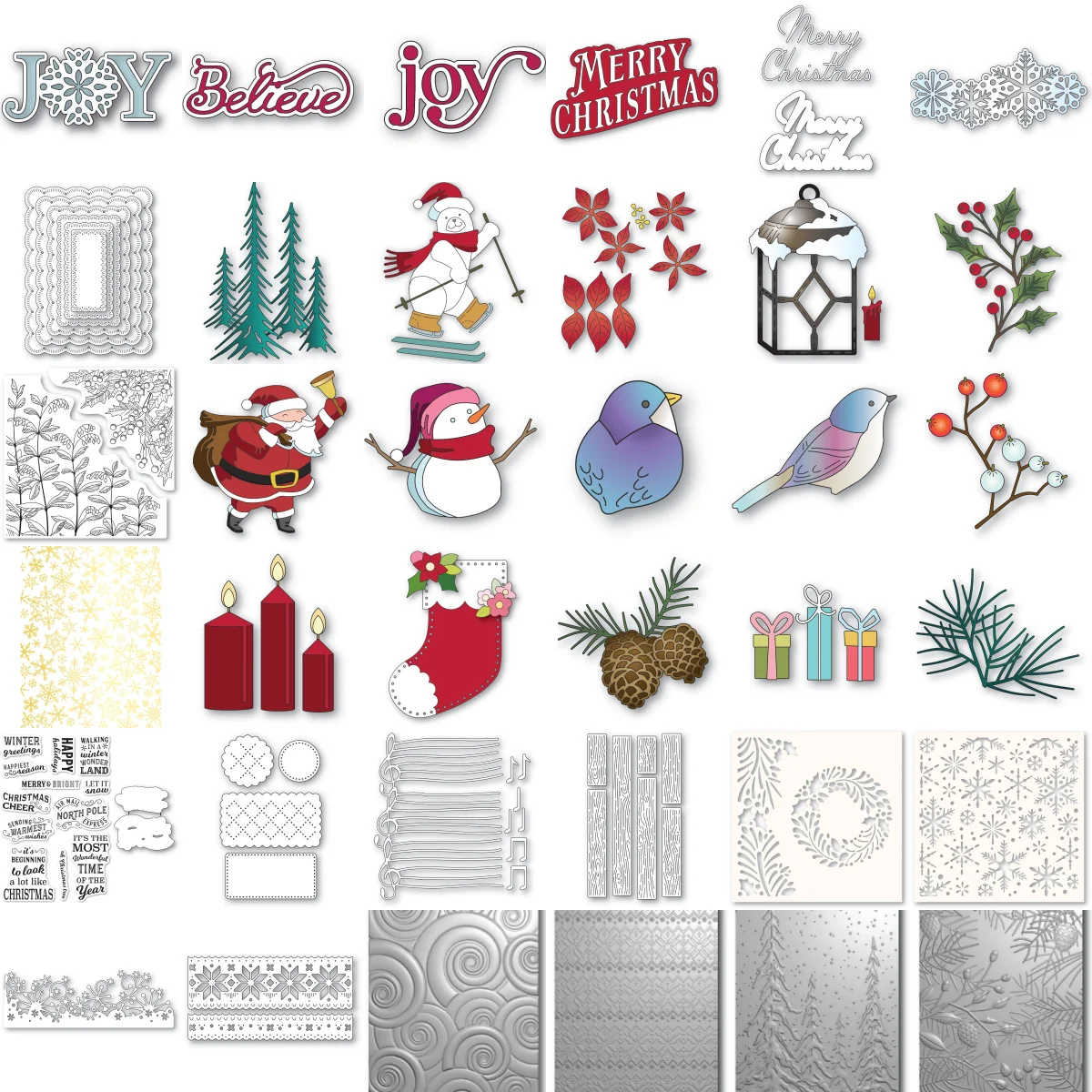 Merry Christmas Compilation Berries Metal Cutting Die Clear Stamps Stencil Hot Foil For DIY Decorating Scrapbook Paper Craft Die