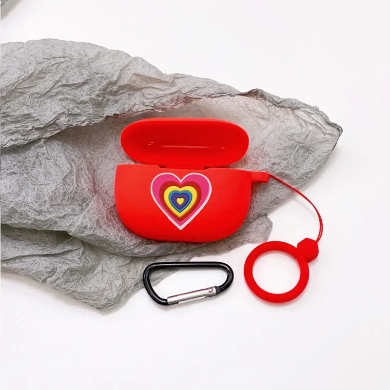 Cartoon Case For Realme Buds T300 / T100/T110 /Air5 Pro/Air6Pro Cute Anti-drop Ring Silicone Earphone Cover For Realme Buds T100