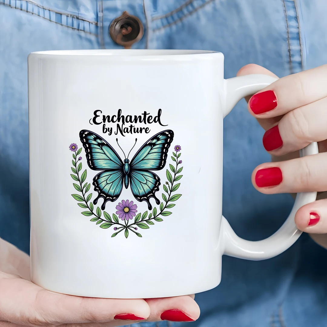 كوب بموضوع كرتوني على شكل فراشة سعة 11 أونصة، كوب مشروبات طبيعي طازج، هدية عيد الميلاد ضرورية للعائلة والمكتب