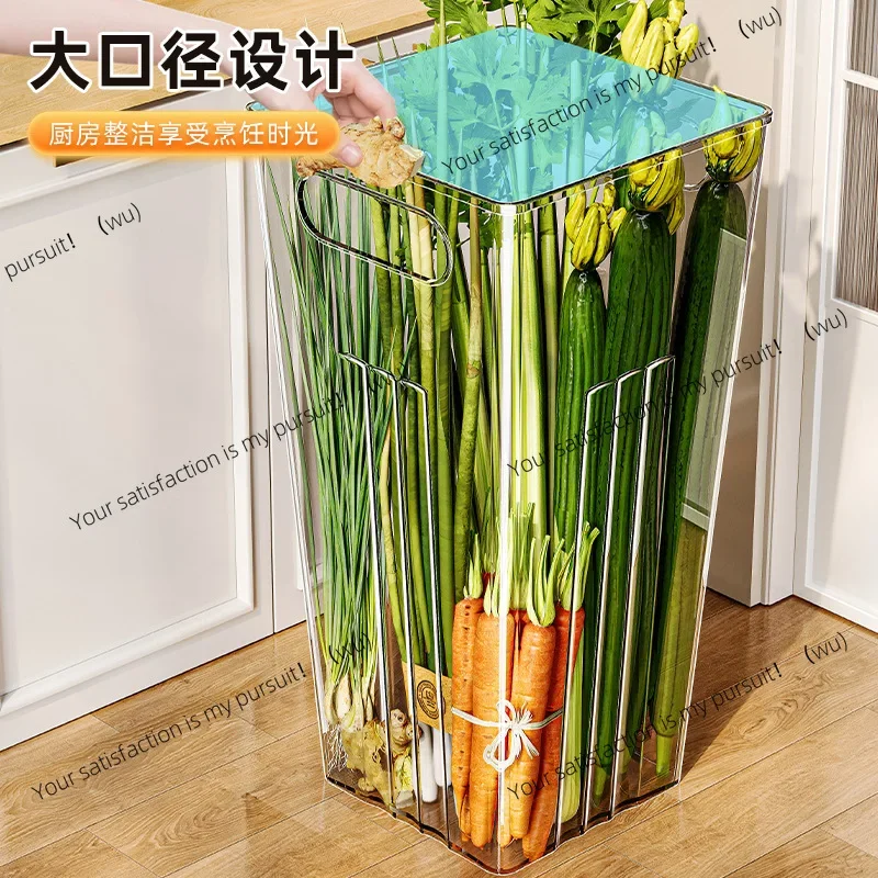 Multifunctional vegetable storage bucket kitchen, transparent large-capacity finishing bucket