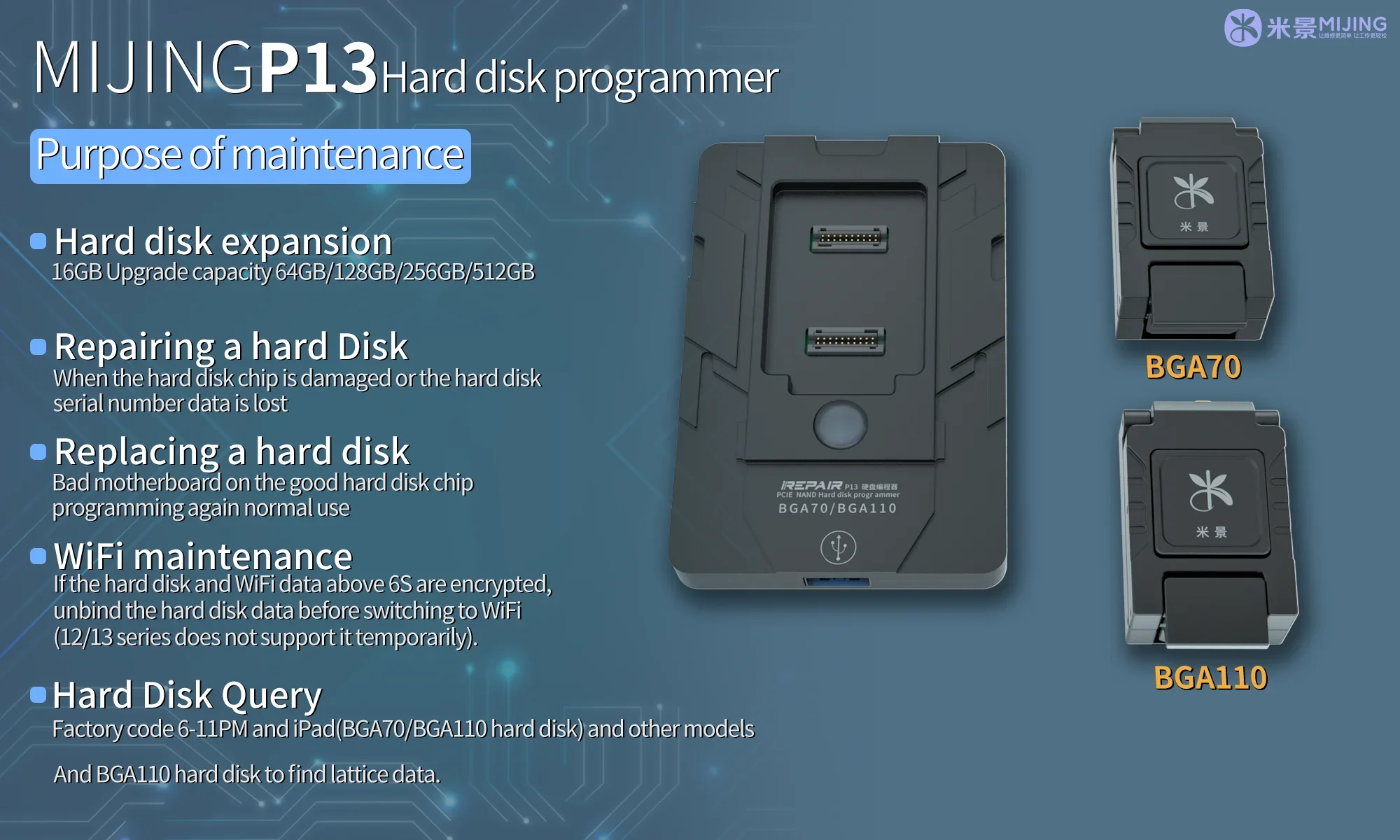 P13 Programmer For IPhone 6 6s 7 8 Plus X XR XS 11 12 13 Pro MAX Mini Hard Disk Reading Writing Repair TOOLs