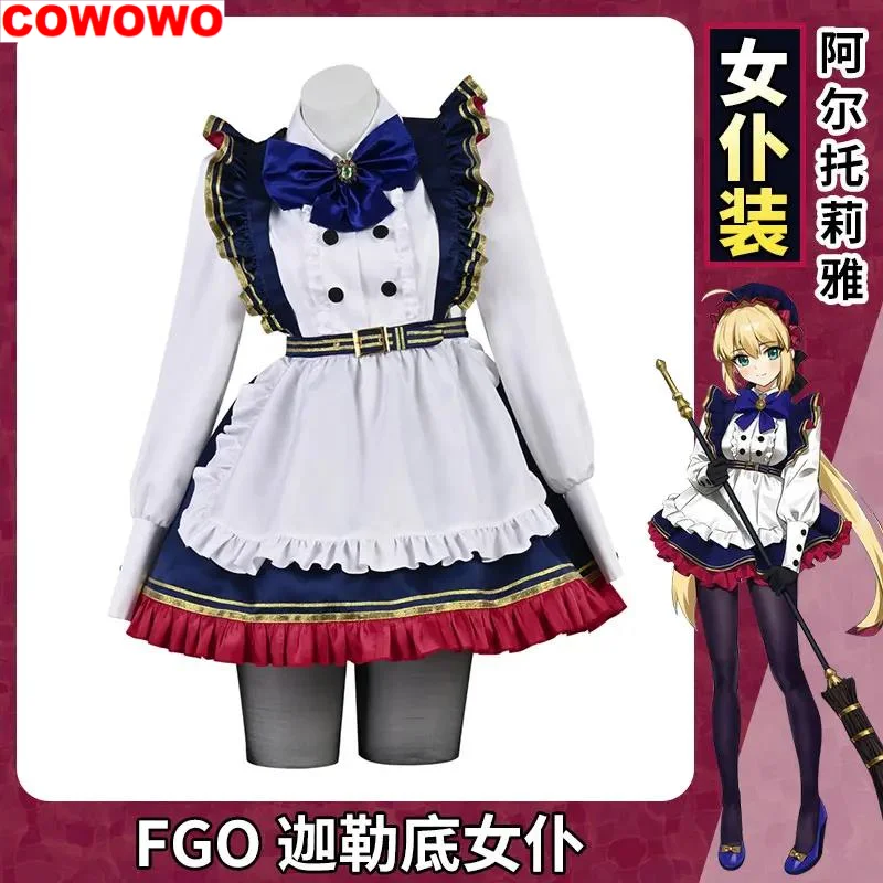 

COWOWO Fate/Grand Order FGO Altria Pendragon Maid Uniform Dress Cosplay Costume Halloween Carnival Party Role Play Outfit NEW