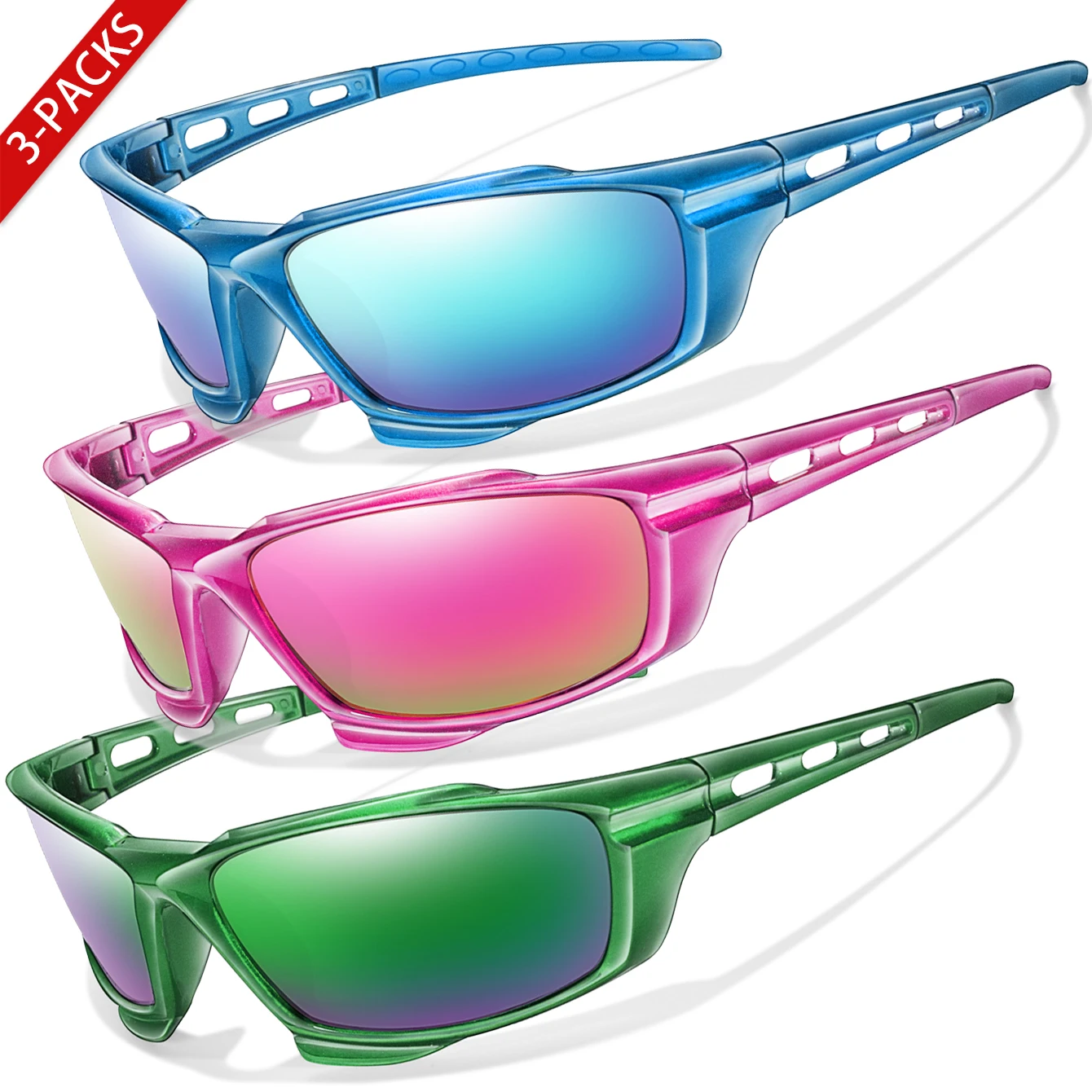 3 أزواج من النظارات الشمسية المستقطبة للرجال، نظارات رياضية للنساء، نظارات ركوب الدراجات والجري والقيادة وصيد الأسماك