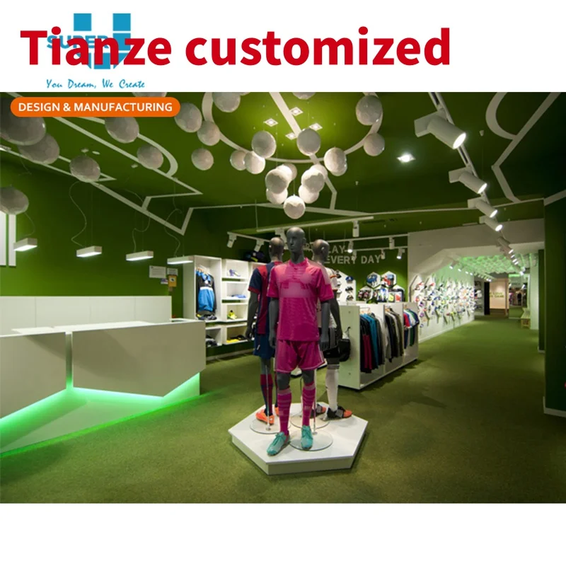 

(Customized) Custom Professional Soccer Boots Jersey Ball Retail Display Soccer Store Interior Design