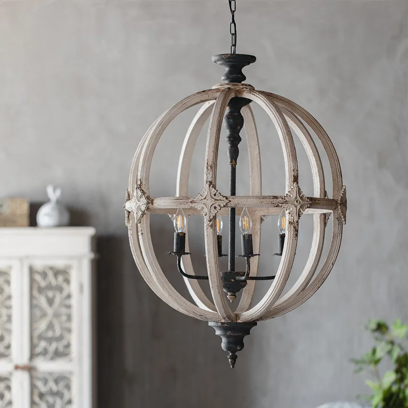 Pendant lights, iron wrought bedrooms, corridor solid wood lights, homestay photography props, antique-style decorative lamps