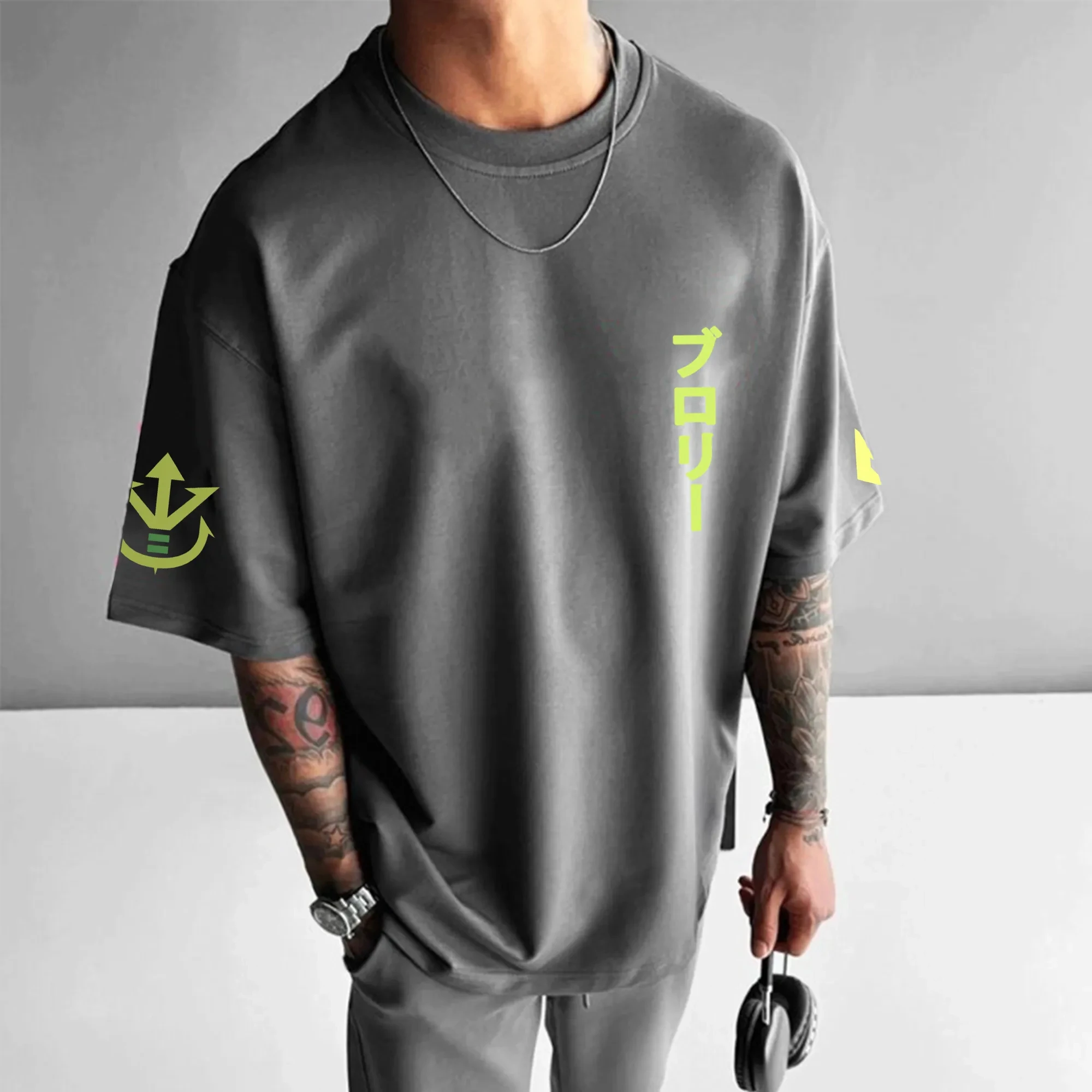 Dragon Ball Goku Vegeta Camisetas deportivas holgadas de manga corta de algodón con estampado de estilo americano y cuello redondo para hombres y mujeres