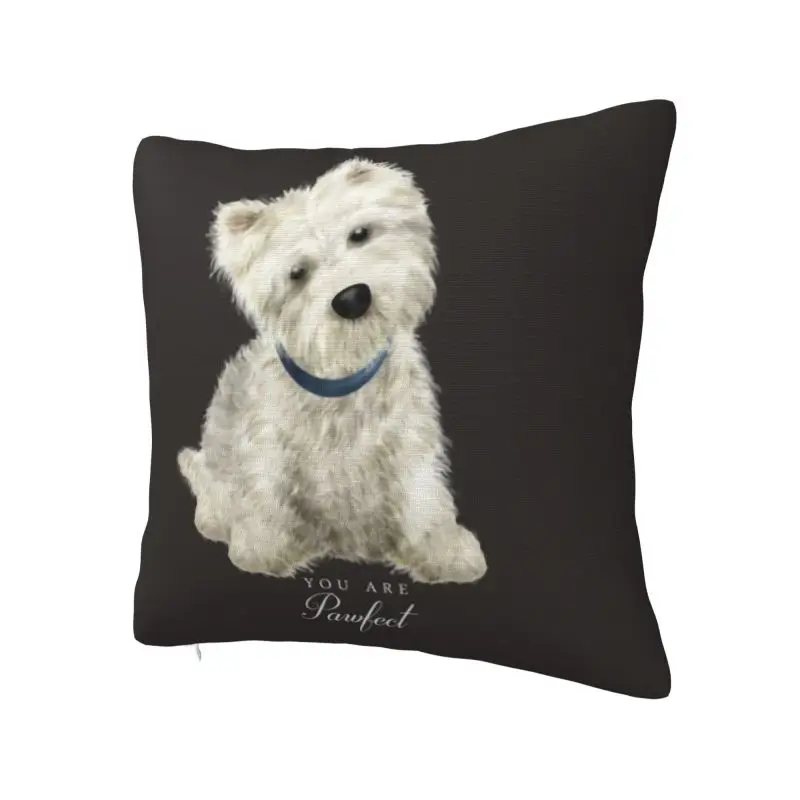 Cute West Highland White Terrier Dog Cushion Cover Soft Westie Puppy Throw Pillow for Sofa Car Square Pillowcase Home Decorative