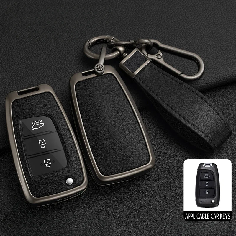 

Zinc Alloy Car Folding Key Case Cover Bag Shell Protector For Hyundai Tucson Kona Azera Solaris 2 Elantra I30 I35 I40 Accessory