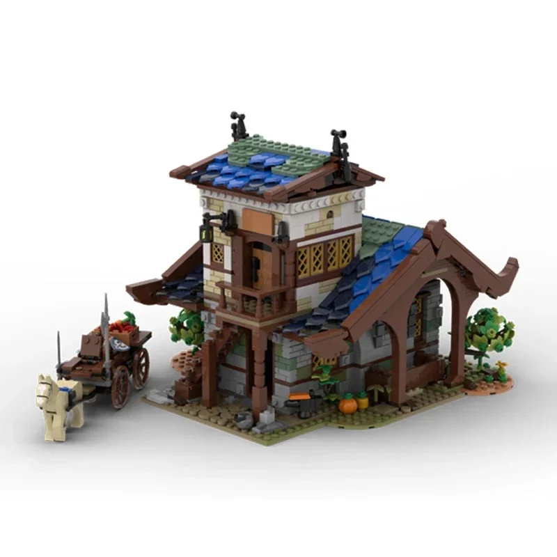 MOC-Blocos de Construção Medieval para Crianças, Tijolos De Montagem DIY, Brinquedos Educativos, Arquitetura Medieval, Presentes De Férias