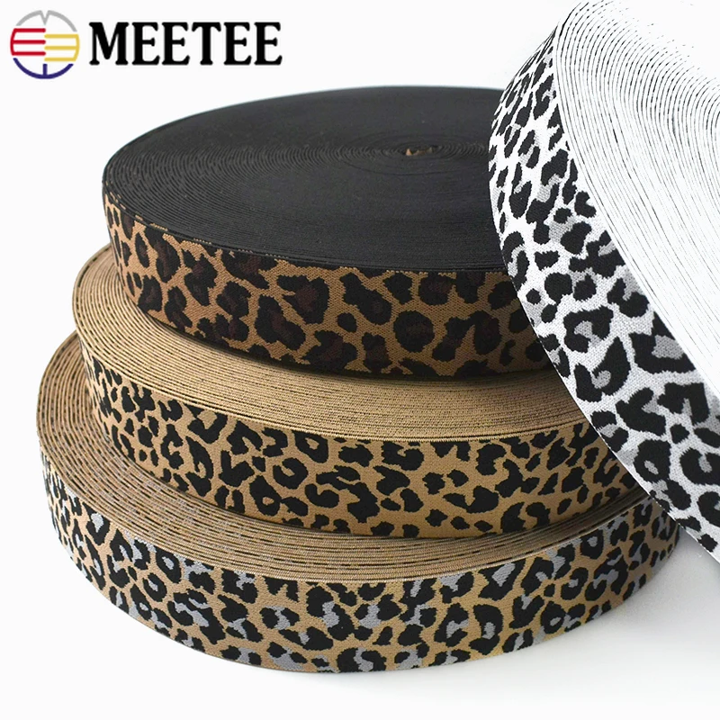 

5/10M 4mm Leopard Jacquard Elastic Ribbon Skirt Belt Stretch Band Waistband Dress Spring Tape Garment DIY Clothing Trim Crafts