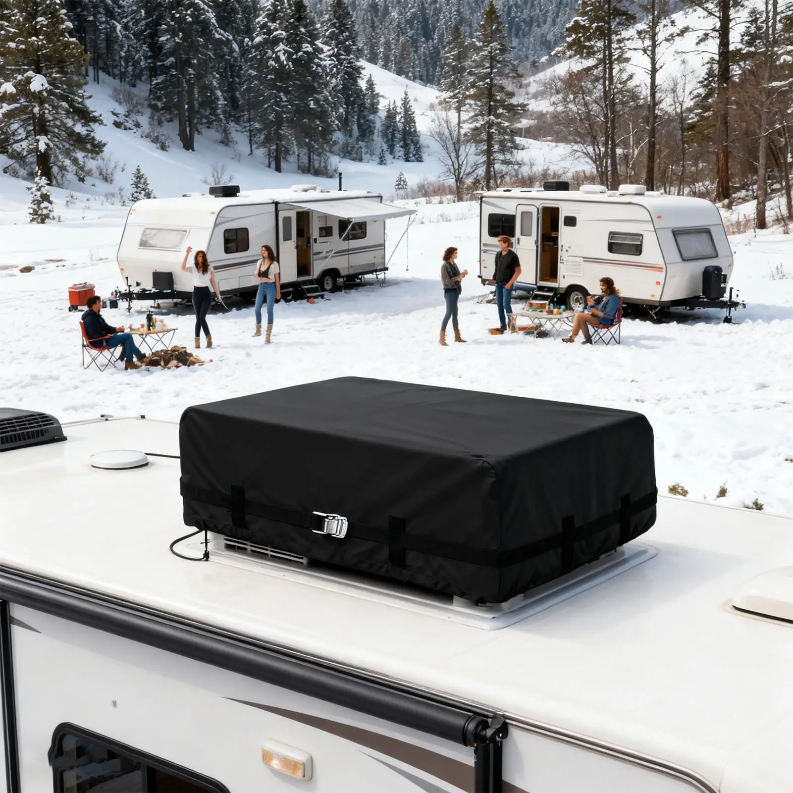 RV AC カバー防水防風キャンピングカーアクセサリートレーラー AC カバー RV ルーフユニット用屋外旅行ロードトリップ