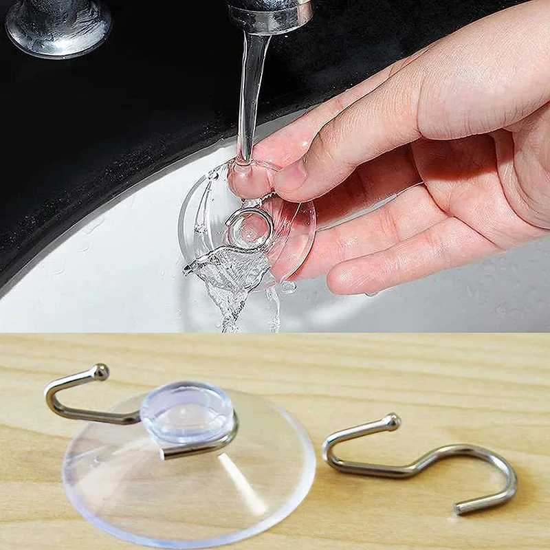 5/10Pcs Suction Cup Hooks 20/30/50mm Clear Sucker Cup Sucker Hooks Clothes Coat Hanging Hook For Kitchen Bathroom