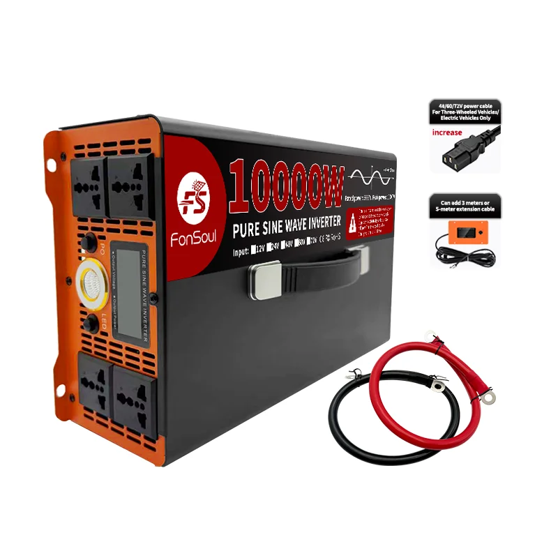 Fonsoul 3500W High Efficiency Pure Sine Wave Power Inverter DC 12V/24V/48V AC 110V for Automotive & Home Use