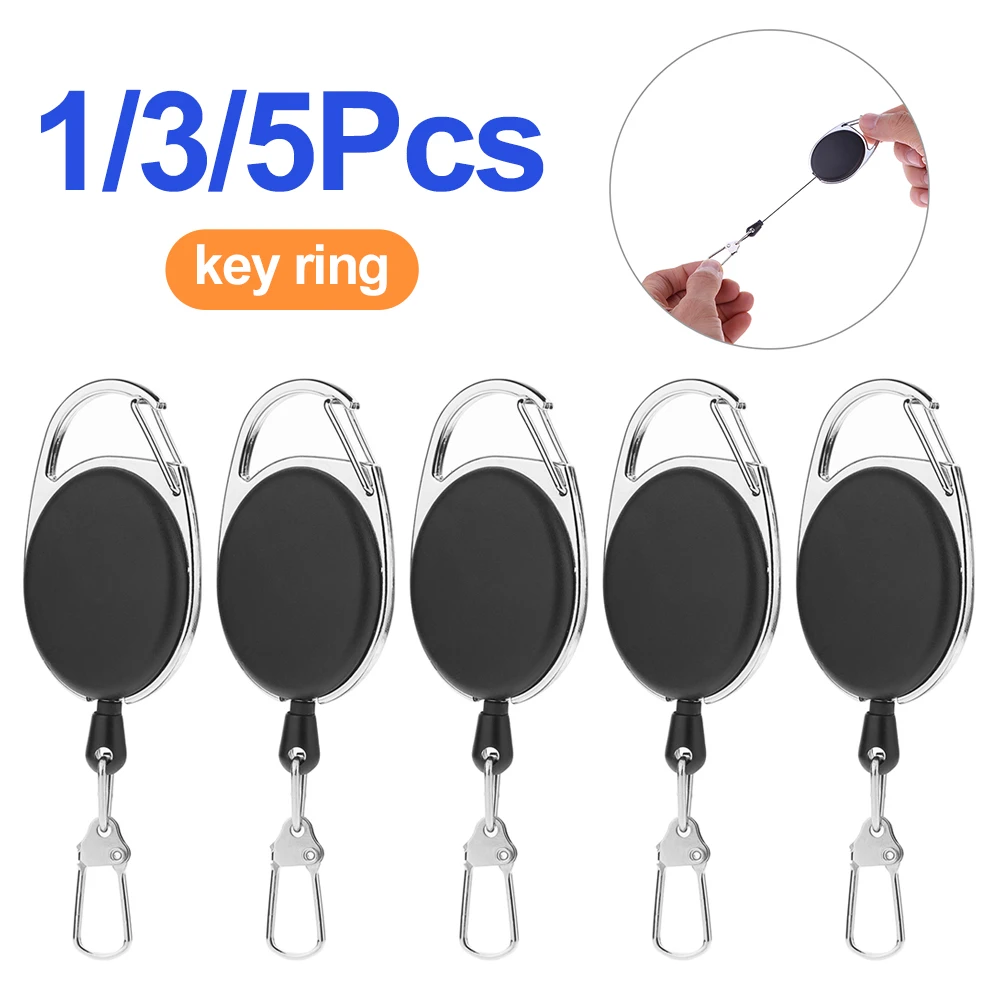 1/3/5Pcs Fly Fishing Key Ring Retractor Tool Retractable Keychain Reel Badge Holder Fishing Tackle