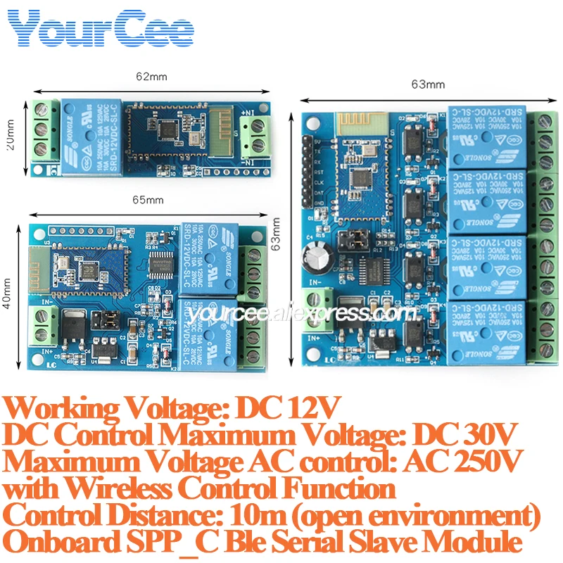 12V WiFi Ble Relay Module Wireless Things Smart Home Remote Control Switch Onboard SPP_C Ble serial slave module