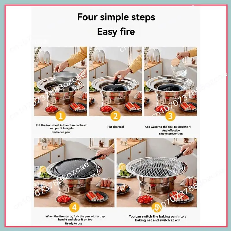 Parrilla de barbacoa coreana A26P de 13 pulgadas, parrilla de barbacoa de carbón multifuncional, parrilla de carbón para barbacoa, Picnic para acampar en interiores