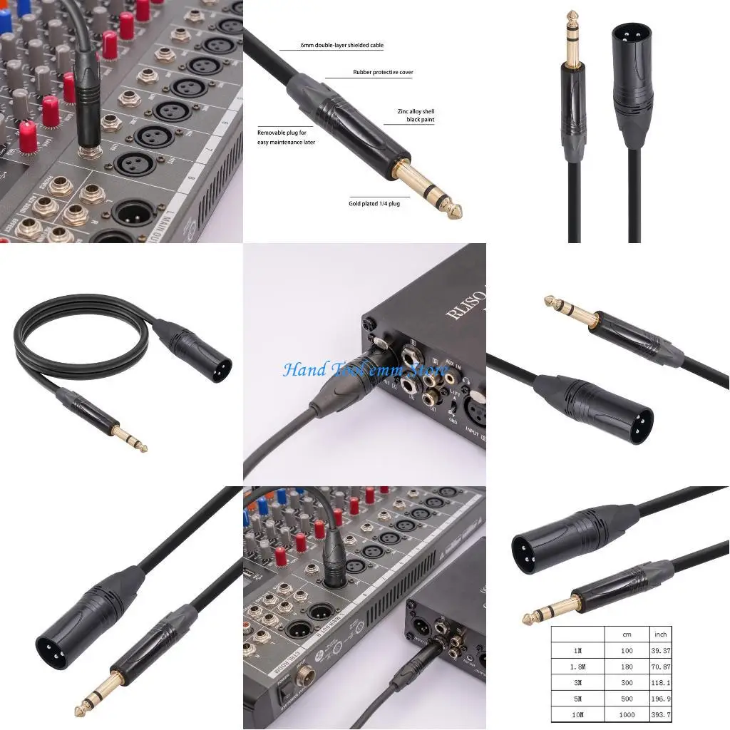 

H37F Balanced 1/4 to XLRMale Cable 6.35mm TRS to XLRCord Gold-plated Connector Converter Wire Extension Line for Speaker