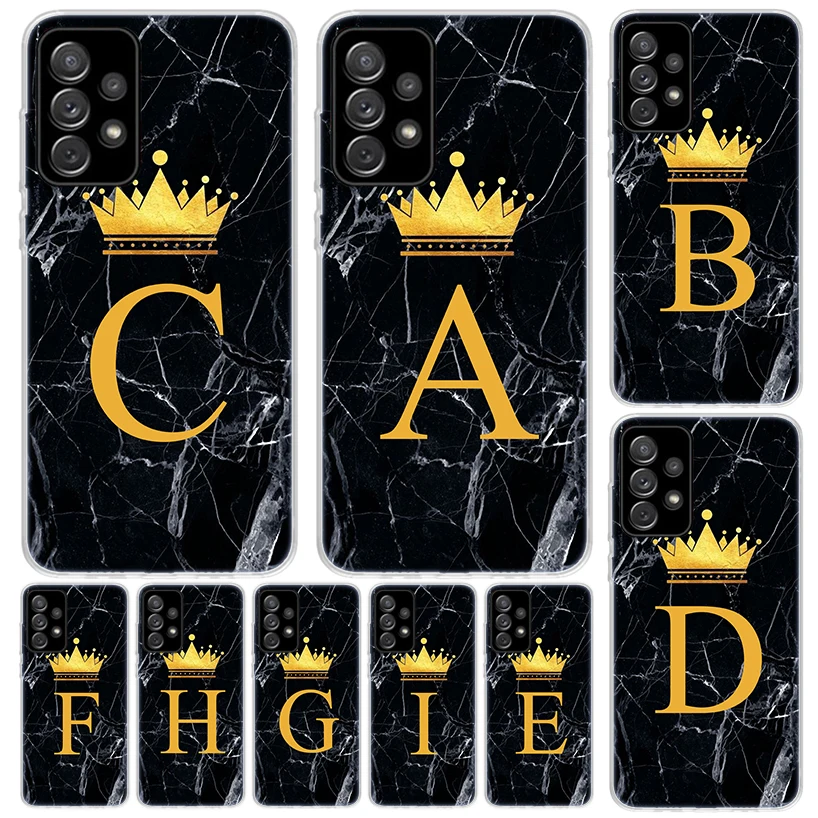 26 Letter Crown Custom A Cover For Samsung Galaxy A51 A50 A71 A70 Phone Case A21S A31 A41 A10 A20E A30 A40 A01 A11 A6 A7 A8 A9 C