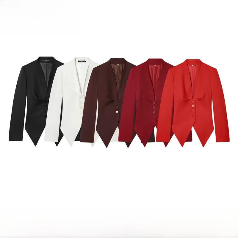 

Fashionable Slim Fit Long Sleeve Women's Jacket New Autumn Winter Polyester Fiber Warm Single Button Closure Coat