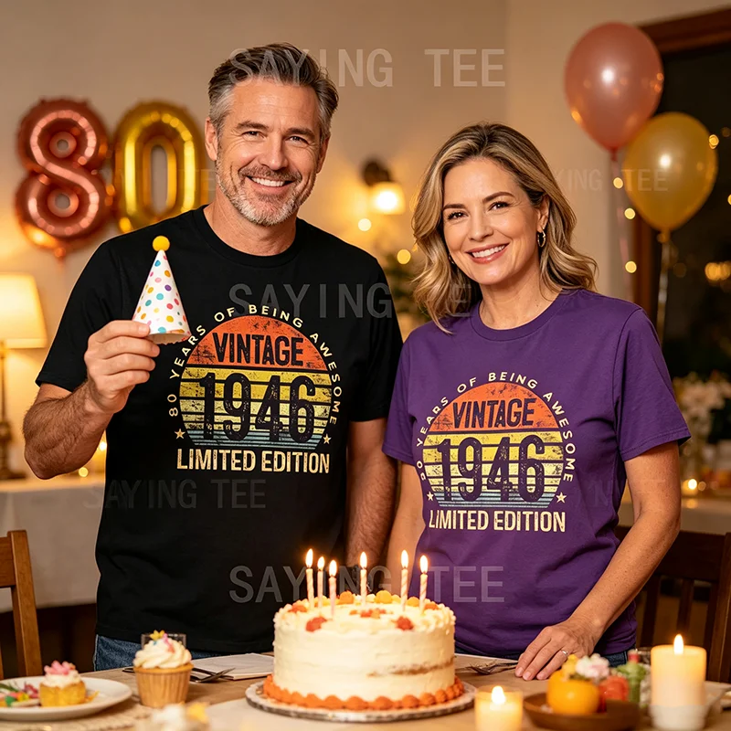 Vintage 1946 Limited Edition 80-Jähriges Geschenk zum 80. Geburtstag, tolles T-Shirt für Opa, Oma, Geburtstagsgeschenk, modisches T-Shirt mit Spruch – Detail 3