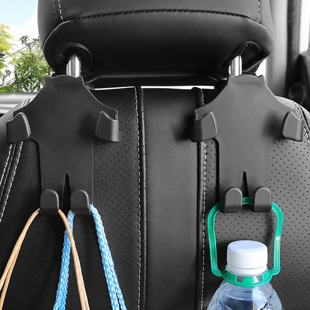 

4pcs Car Seat Headrest Hooks Black Multifunction Auto Accessories Backseat Storage Organizer Purse Hanger Car Hook PP Material