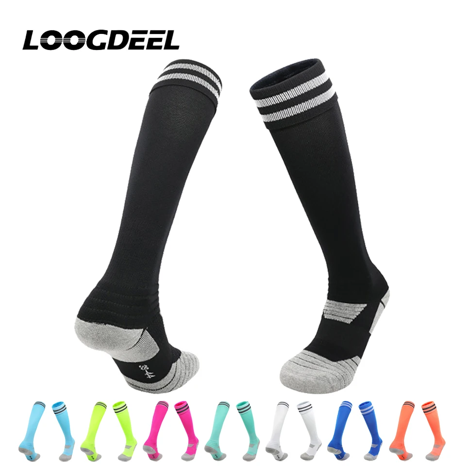 

Носки для футбола и спорта Loogdeel: длинные, для взрослых и детей, мужские, детские, для мальчиков, влагоотводящие, нескользящие