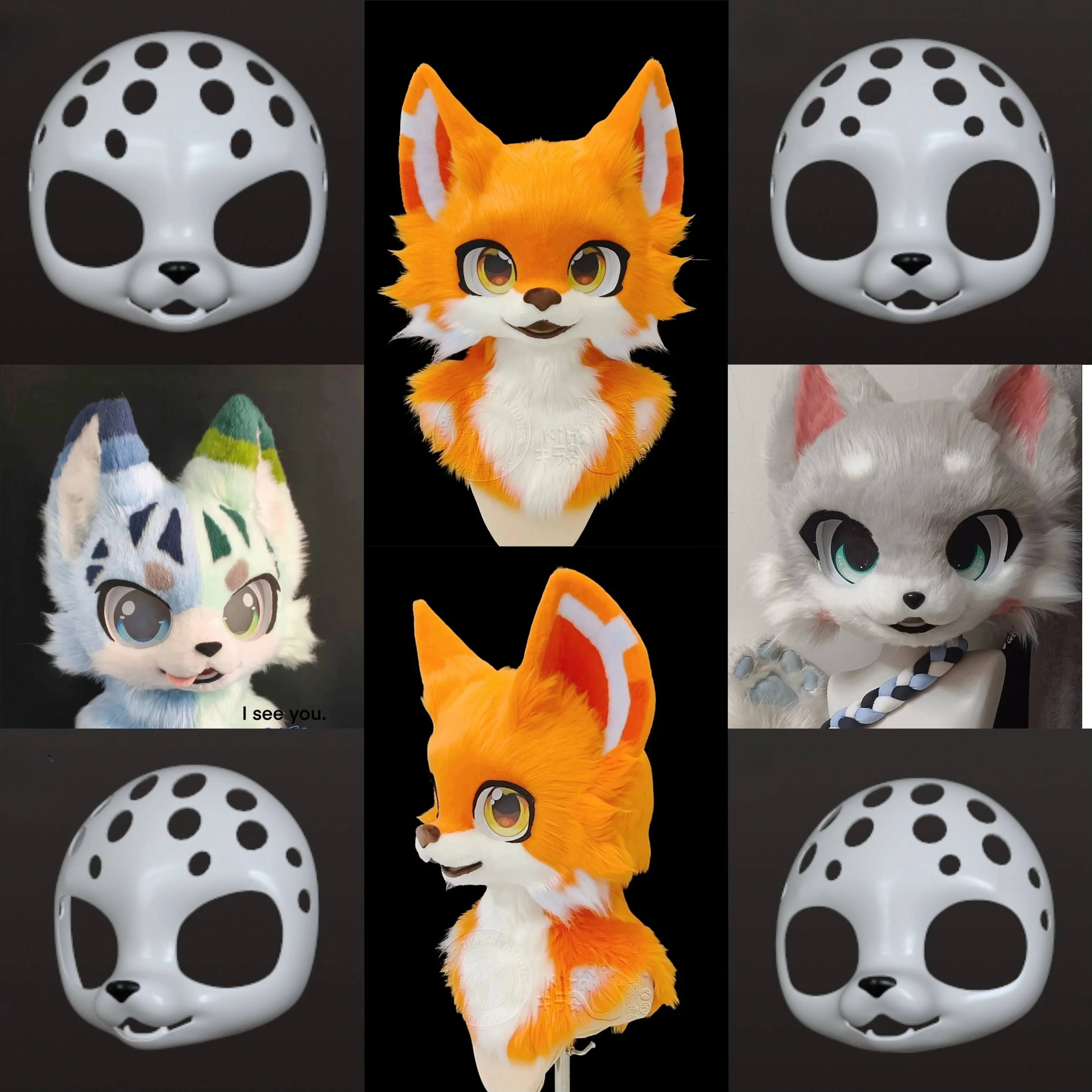 3D Printing Kemono Fursuit Headbase Furry Base Fursuit Mask Cosplay Furry Short snout cat dog universall Skull PLA material Mask