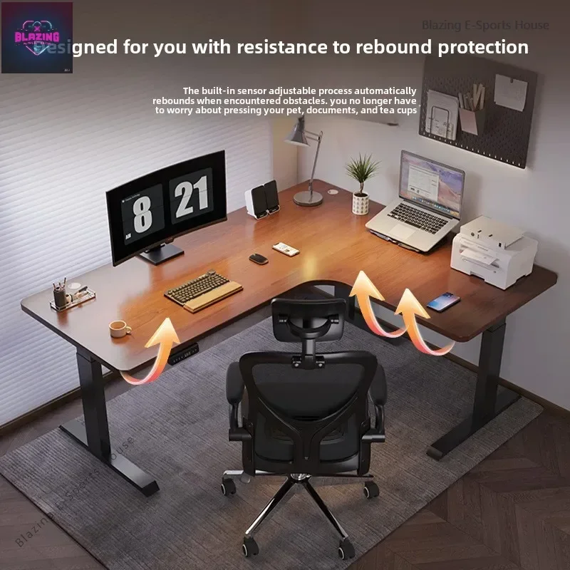 Customized corner intelligent electric lifting table household desk desk L-shaped corner lifting computer desk