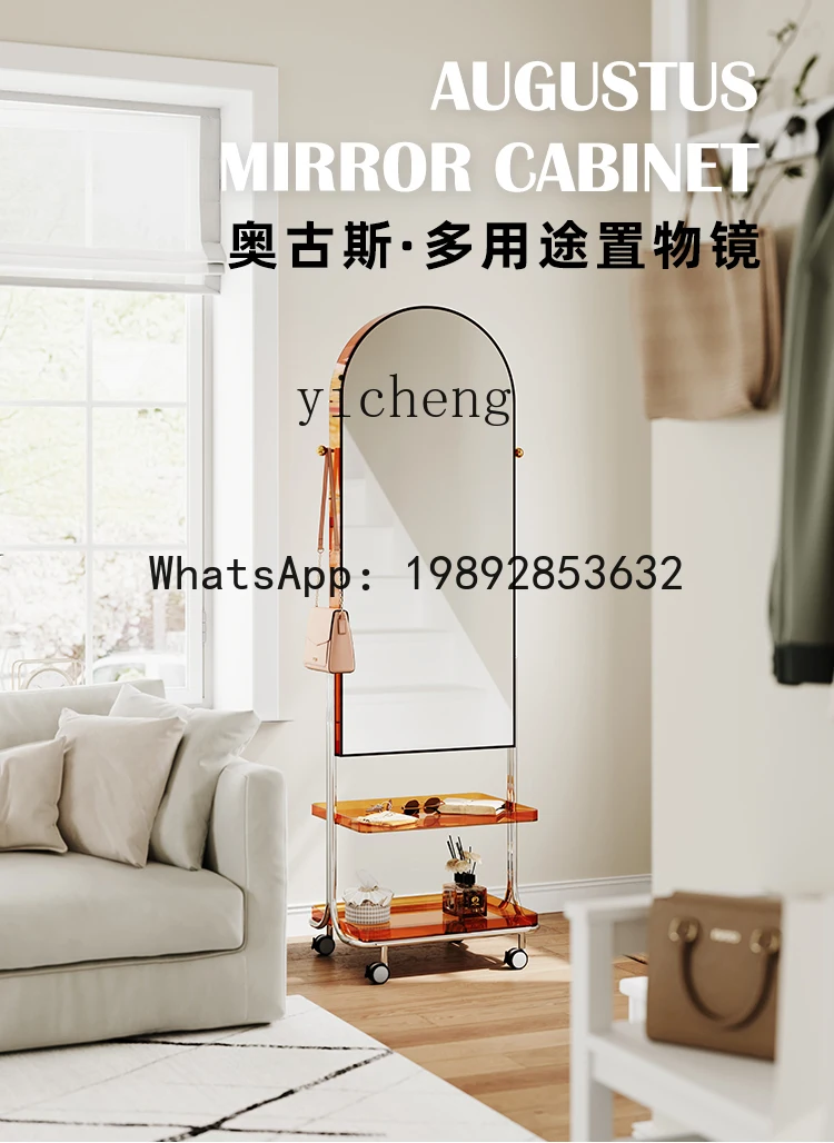AA  acrylic full-length mirror movable  mirror bedroom floor mirror household storage