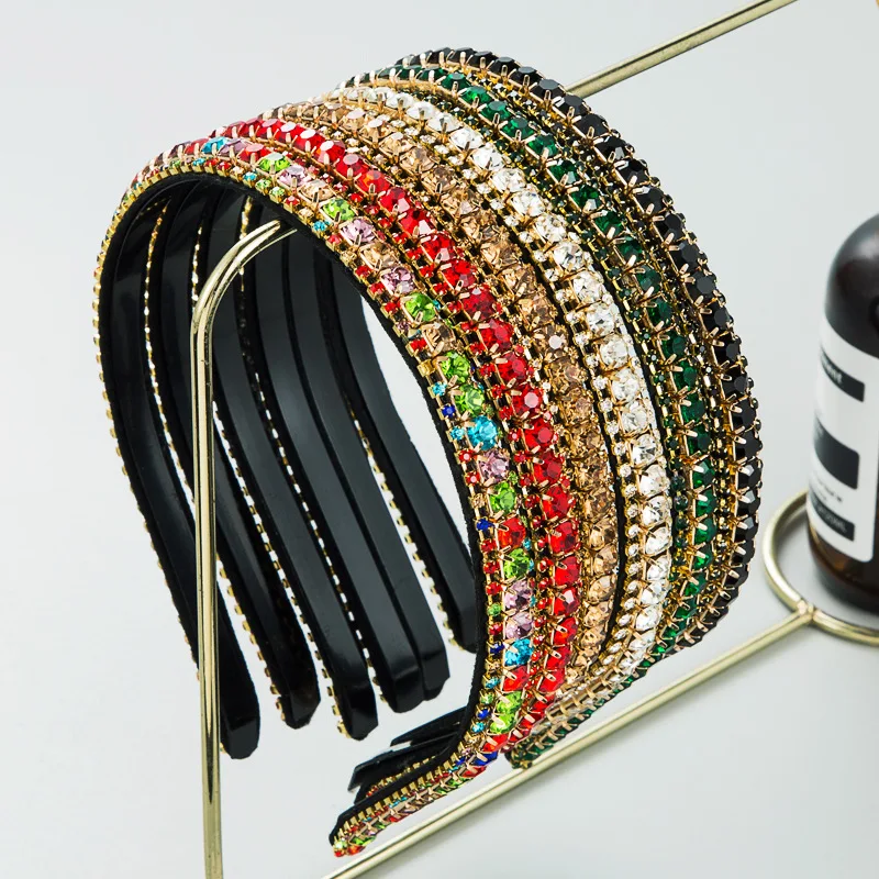 

Korean Square Rhinestone Headband for Women Beach Hairband Lady Thin Hair Hoop Fashion Vintage Headdress Hair Accessories