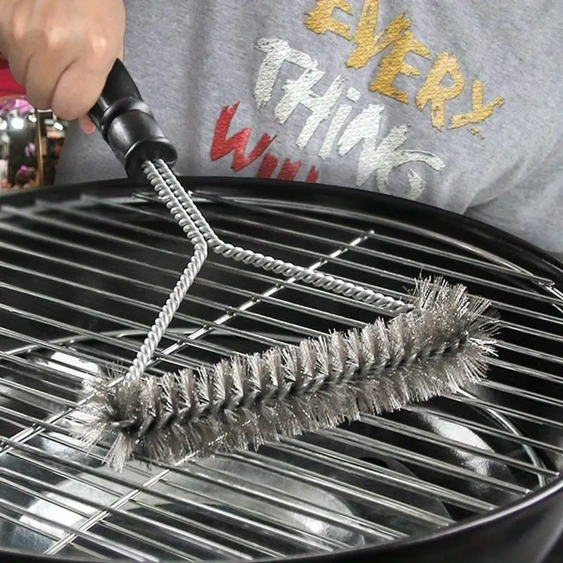 1Pc Triangle Oven Brush 12 Inch Stainless Steel Curly Hair BBQ Barbecue Cleaning Wire Brush Professional