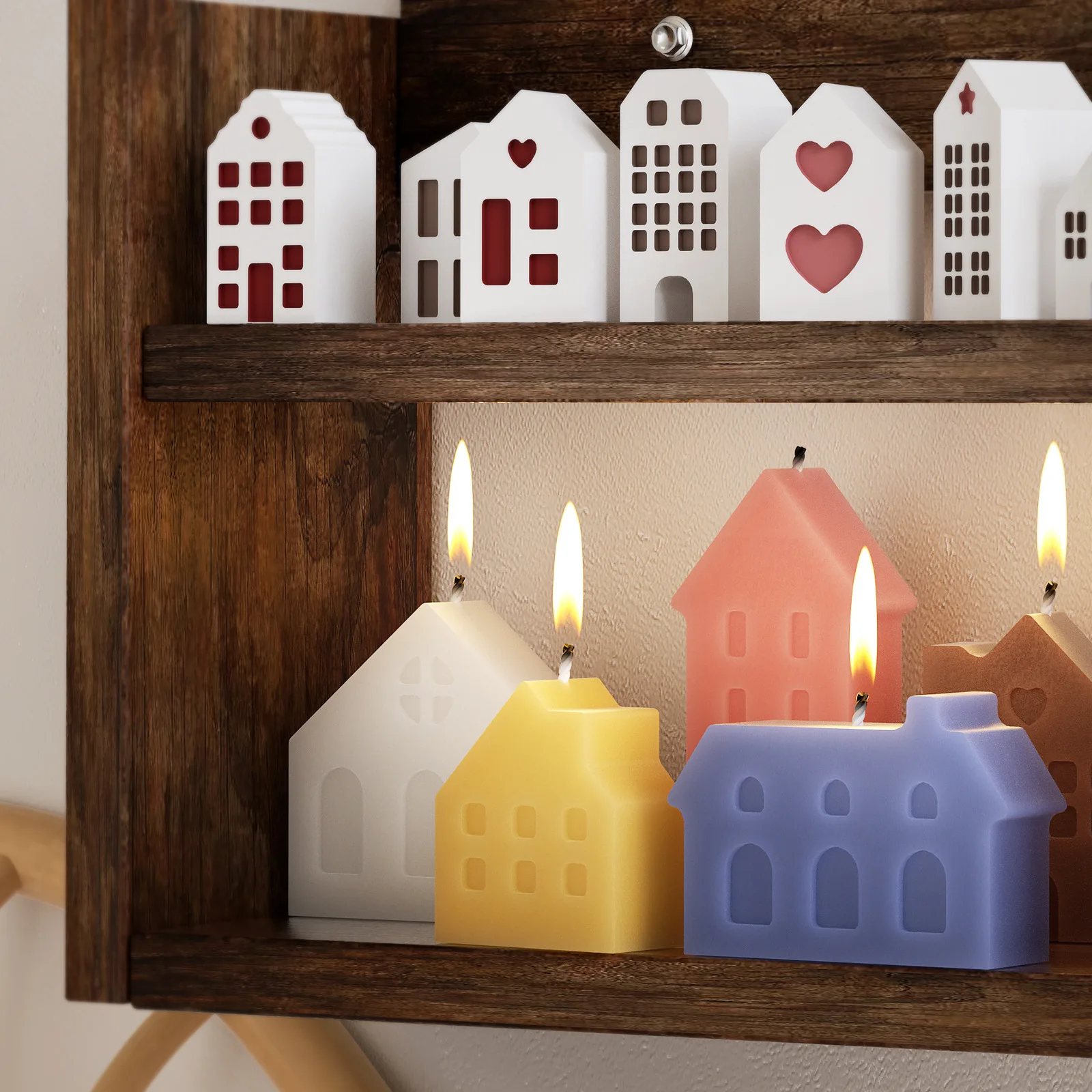 10/12 Hole 3D Nordic Style Small House Candle Mold Handmade DIY Mini House Gypsum Concrete Cement Mold - view 4