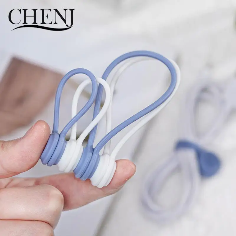 Color Magnetic Silicone Earphone Cord Winder Cable Holder Clips Multifunction Home Office Headphones USB Cable Wire Organizer