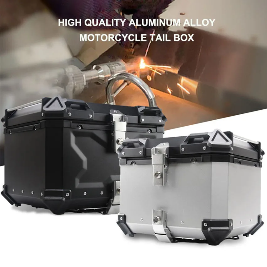 

55L 45L Aluminum alloy Motorcycle Box Universal Motorcycle Rear Trunk Moto Top Case Motorcycle Helmet Luggage Storage Tail Box