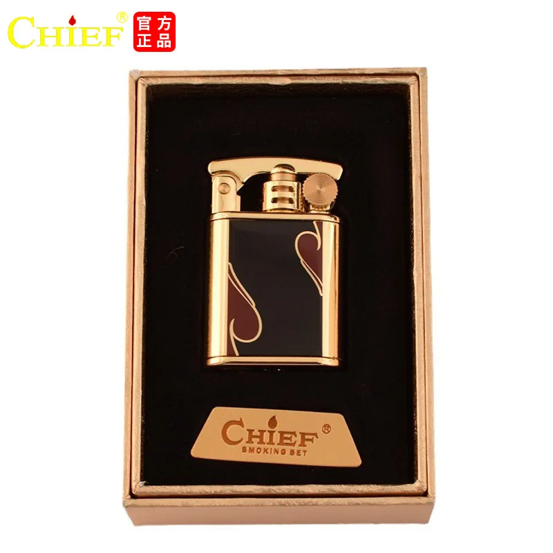 CHIEF Metal Vintage Kerosene Lighter Classic Grinding Wheel Igniter Old Style Windproof Lighters Smoking Acccessories Men\'s Gift