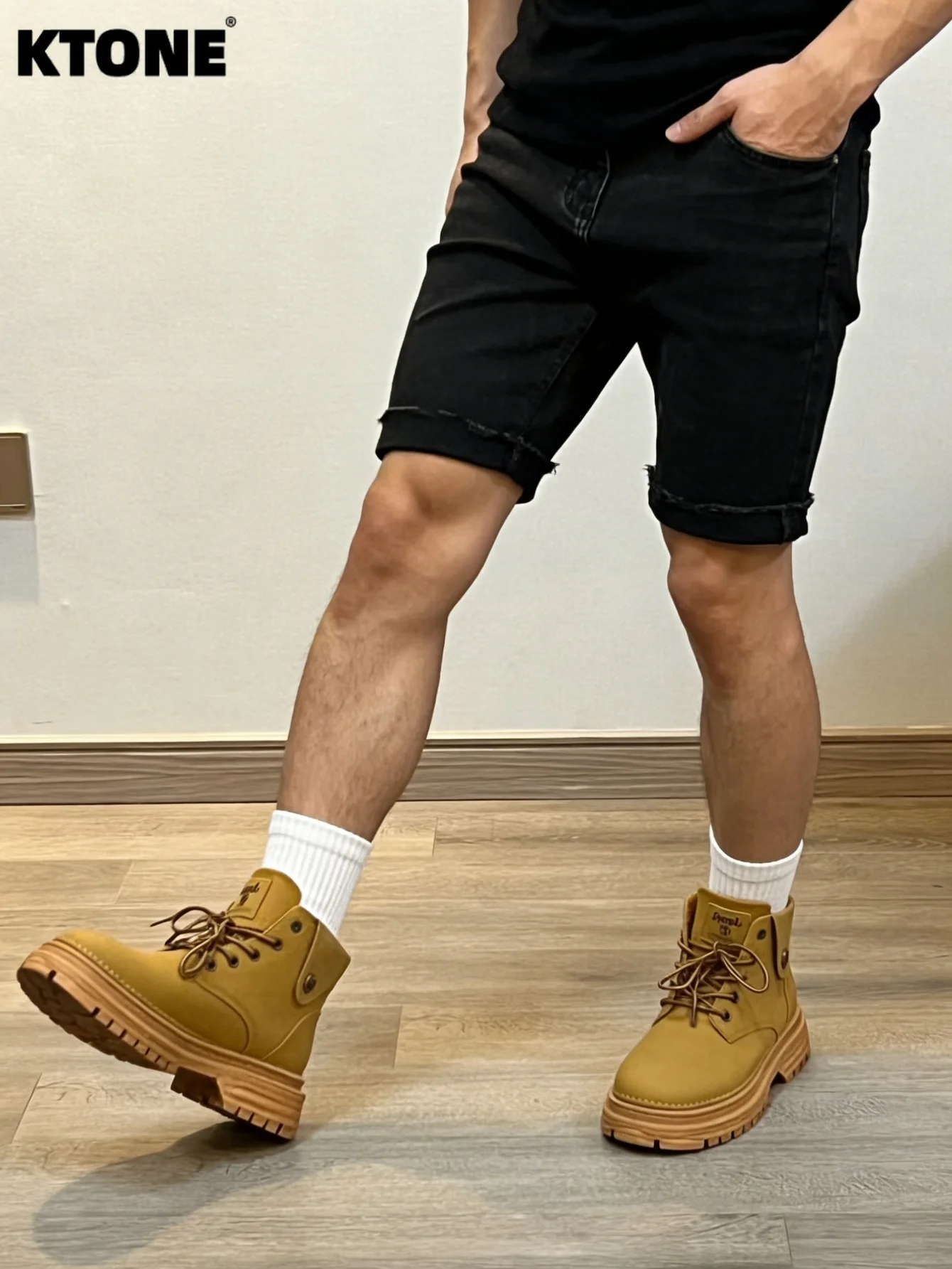 

Minimalist Jeans Black Slim Denim Shorts For Man Streetwear Light Retro Drip No accessories or belts included