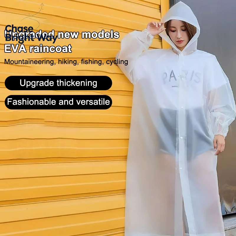 1PC Non-disposable Portable Adult Raincoat Eva Poncho Outdoor Travel Transparent One-piece Unisex Raincoat For Man Rainwear