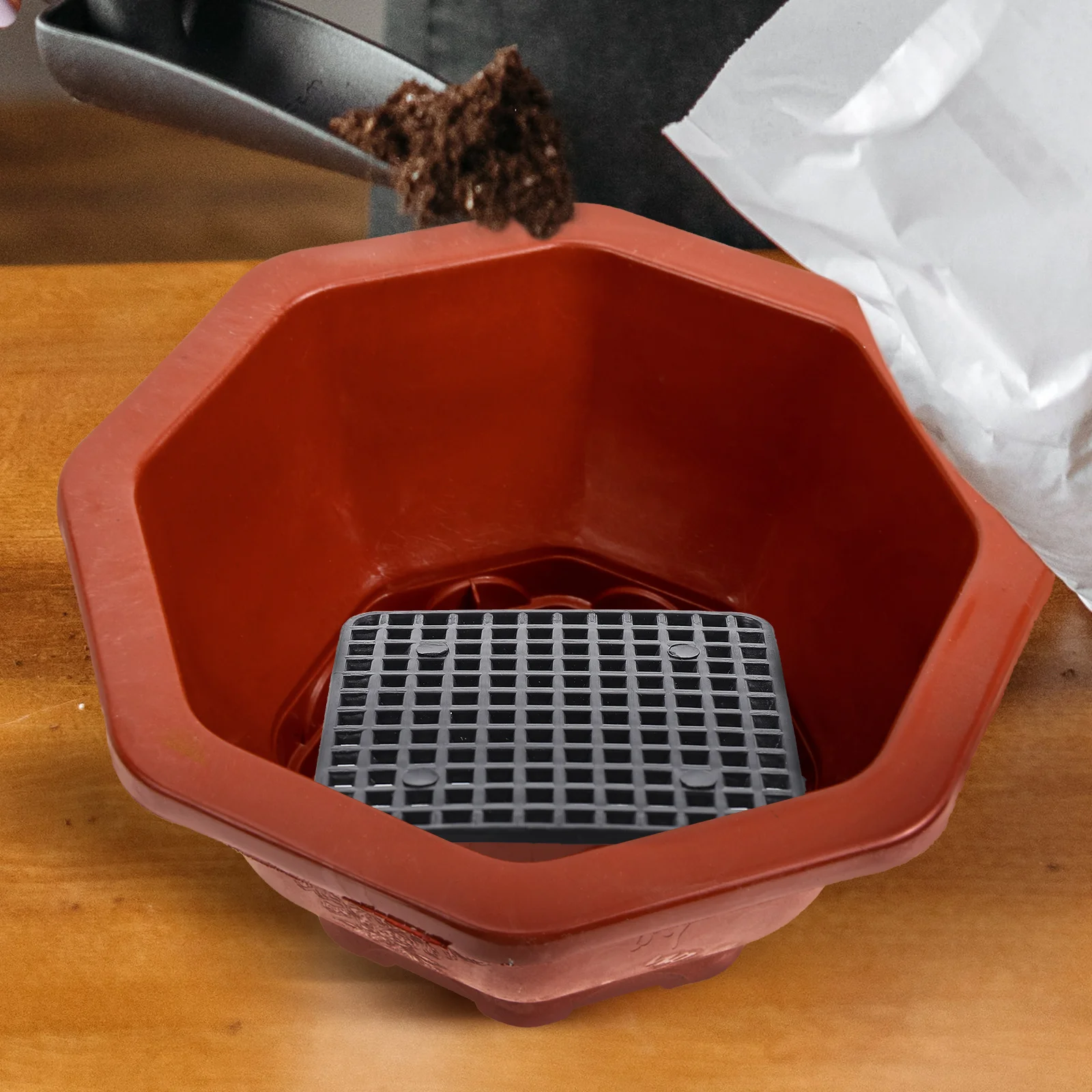 

30pcs Flower Pot Grid Spacers Plastic Mesh Pad Filters Planter Hole Mats Base Pads Compact Cushions Bonsai Accessories