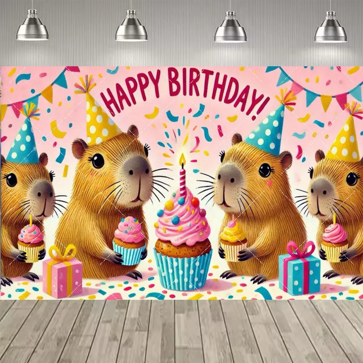 Cartoon-Capy-Geburtstagsparty-Dekorationen Hintergrund Niedliches Capybara-Thema Geburtstagsparty Baby-Taufe Party-Zubehör Fotorequisiten – Detail 8