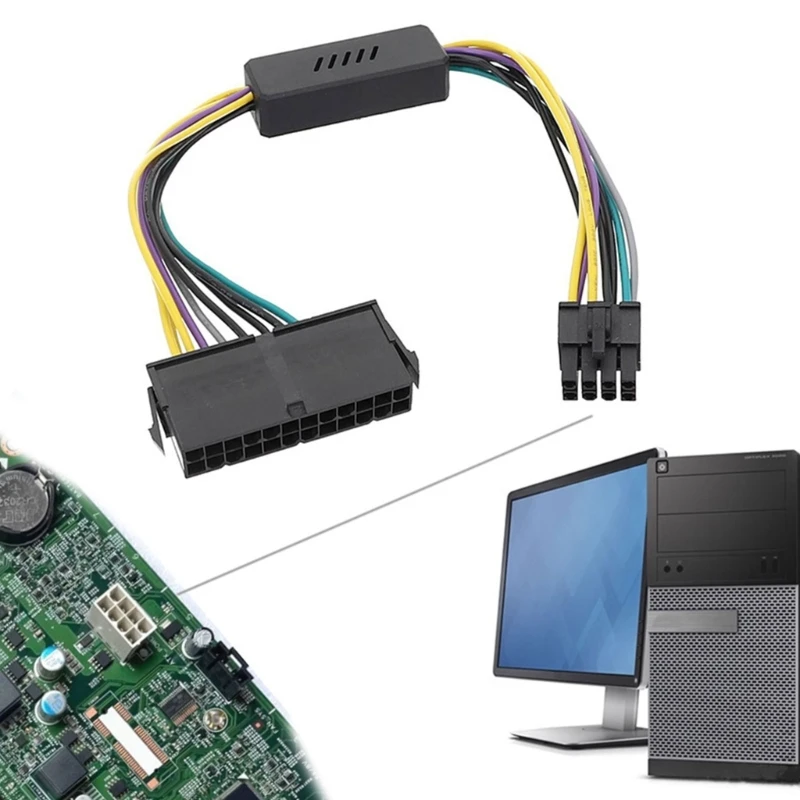 كابل طاقة مناسب لتحويل 24Pin إلى 8Pin يحول كابل إمداد الطاقة القياسي 24Pin إلى 8Pin لجهاز Optiplex B75، A75، Q75