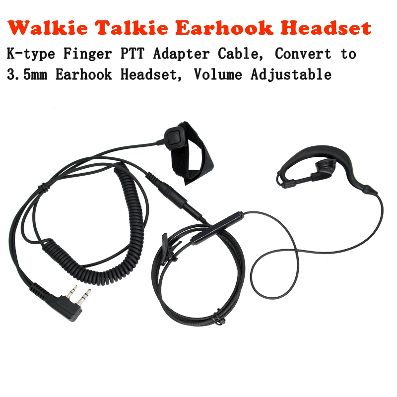 

Two Way Radio 2 Pin K Head Ear Hook Earpiece Walkie Talkie Headset with FInger PTT for BaoFeng UV-5R BF-888s Kenwood Retevis