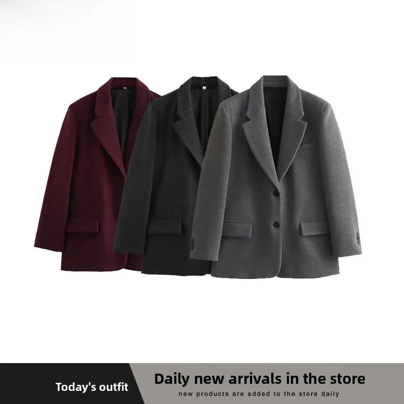 

Модный женский пиджак прямого кроя с подплечниками, новинка осенне-зимнего сезона, уличный стиль, длинный рукав, готовый к носке, полиэстер
