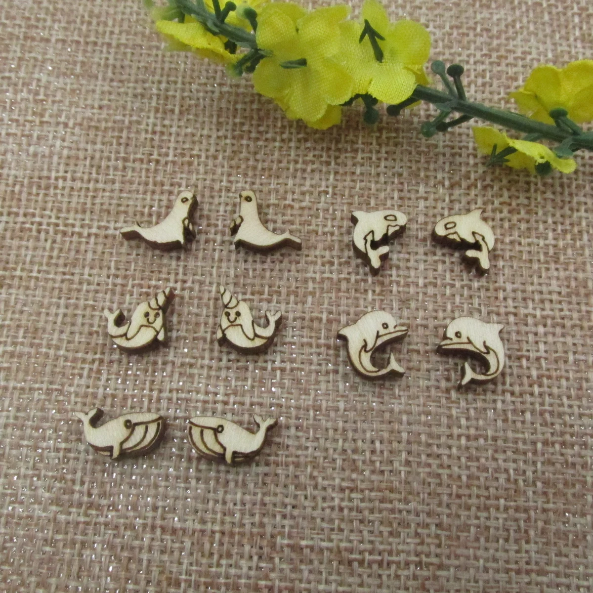 5 Pair Unfinished Blank Wooden Under The Sea Ocean Narwhal Dolphin Post Beluga Orca Whale Wood Earrings Stud