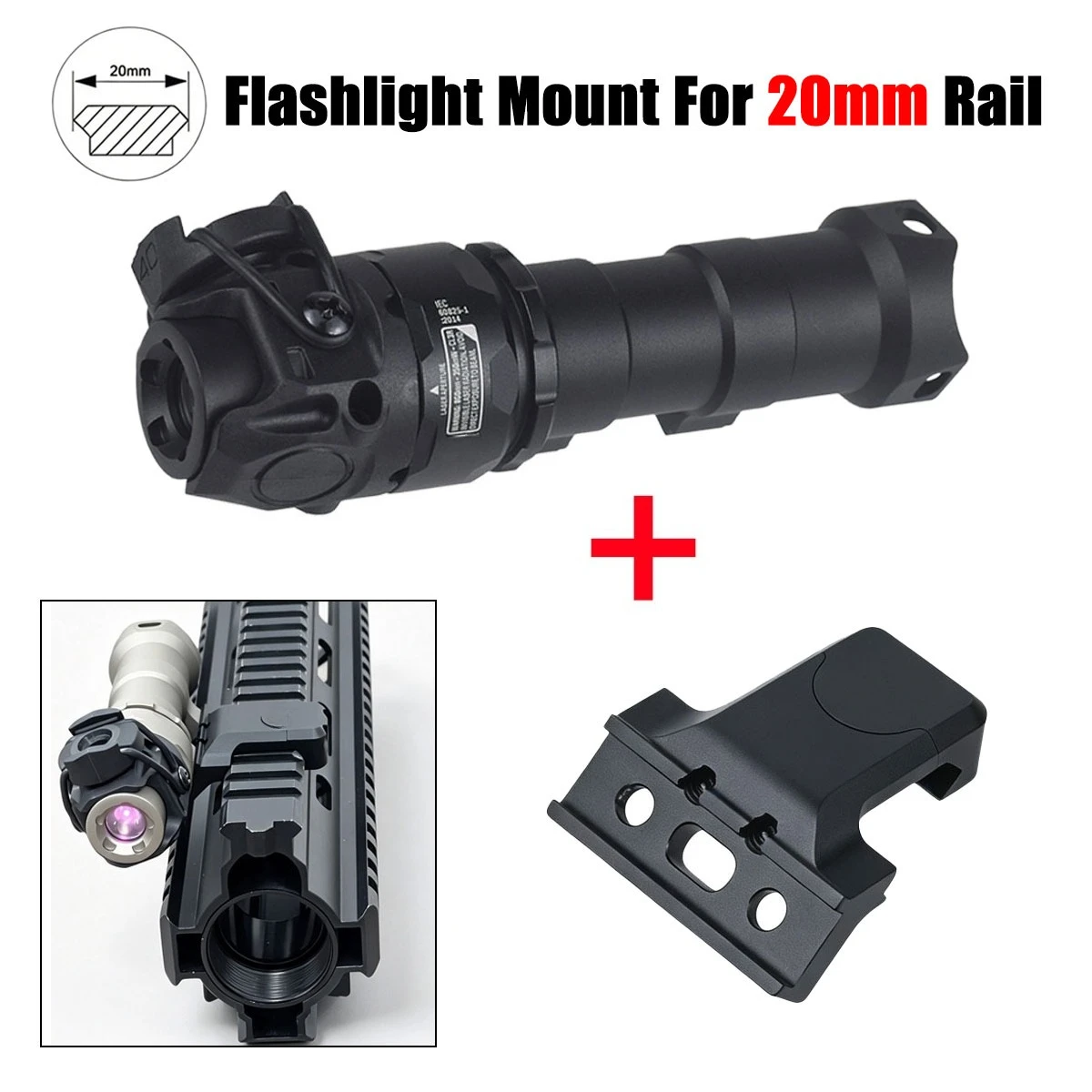 KIJI K1 K1-3 IR LED Flashlight Tactical Adjustable Scout Light K10 850nm Illumination with 20mm Rail MLK Light Mount Offset